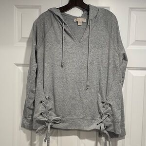 Michael Kors Gray Knit hoodie with side lacings
